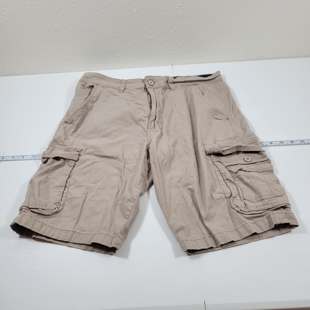 Monument Cargo Shorts Mens 34 Tan Excellent Cotton Blend Ripstop Utility Pockets